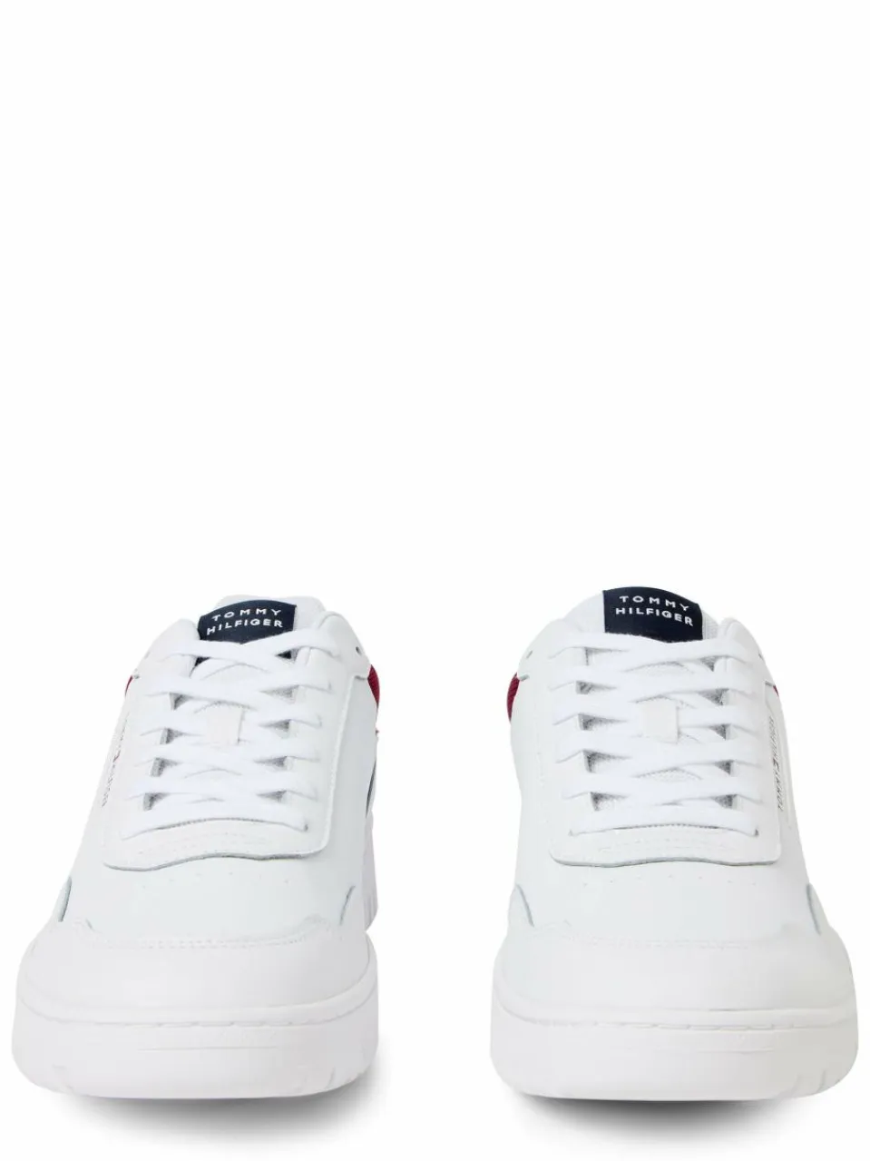 Tommy Hilfiger Freizeit-Schuhe|Sneaker<Herren Sneaker mit Leder-Anteil weiß bordeaux uni