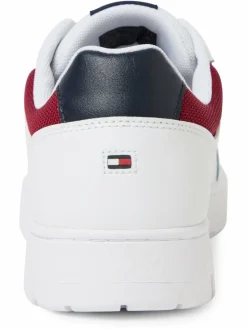 Tommy Hilfiger Freizeit-Schuhe|Sneaker<Herren Sneaker mit Leder-Anteil weiß bordeaux uni