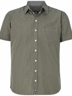 Jan Vanderstorm Hemden<Herren Streifenhemd - PERTTU oliv gestreift