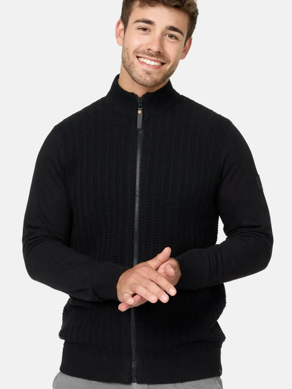 Indicode Pullover & Strickjacken<Herren Strickjacke - INCason schwarz uni