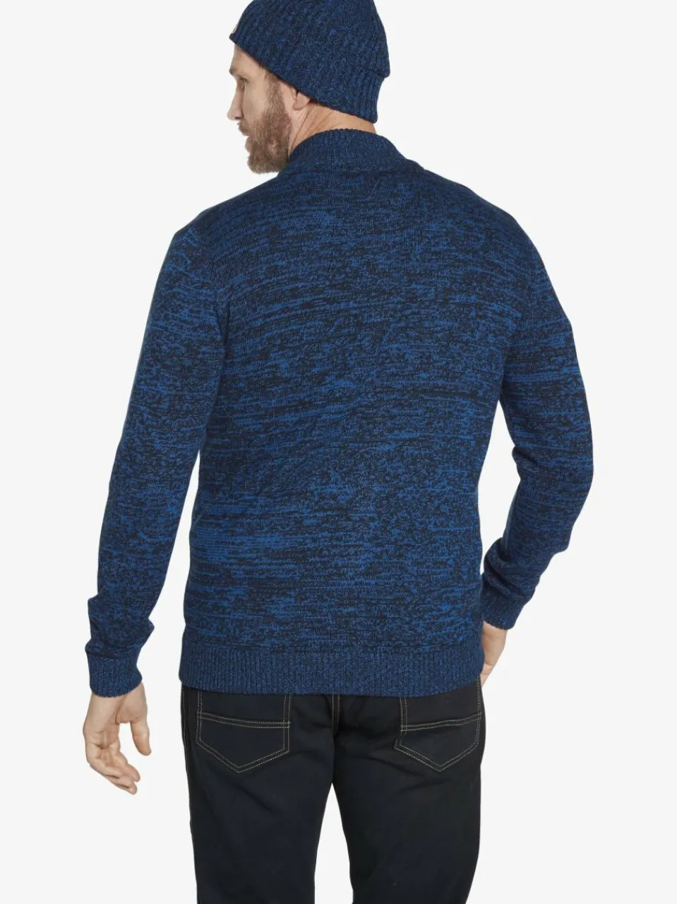 Jan Vanderstorm Mützen & Caps<Herren Strickjacke mit Mütze - APKE blau bedruckt