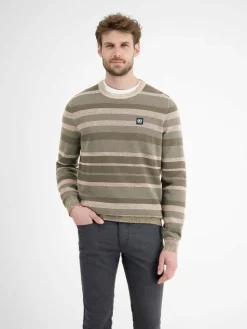 LERROS Pullover & Strickjacken<Herren Strickpullover beige gestreift