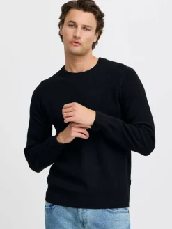 BLEND Pullover & Strickjacken<Herren Strickpullover schwarz uni