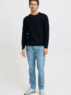 BLEND Pullover & Strickjacken<Herren Strickpullover schwarz uni