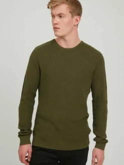 BLEND Pullover & Strickjacken<Herren Strickpullover grün uni
