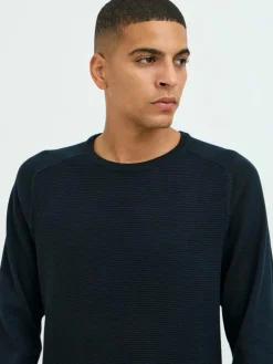 BLEND Pullover & Strickjacken<Herren Strickpullover schwarz strukturiert