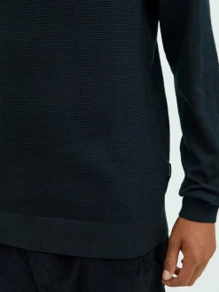 BLEND Pullover & Strickjacken<Herren Strickpullover schwarz strukturiert
