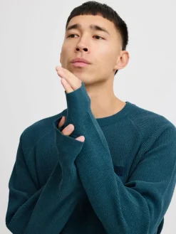 BLEND Pullover & Strickjacken<Herren Strickpullover petrol uni