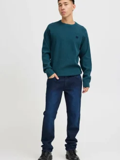 BLEND Pullover & Strickjacken<Herren Strickpullover petrol uni