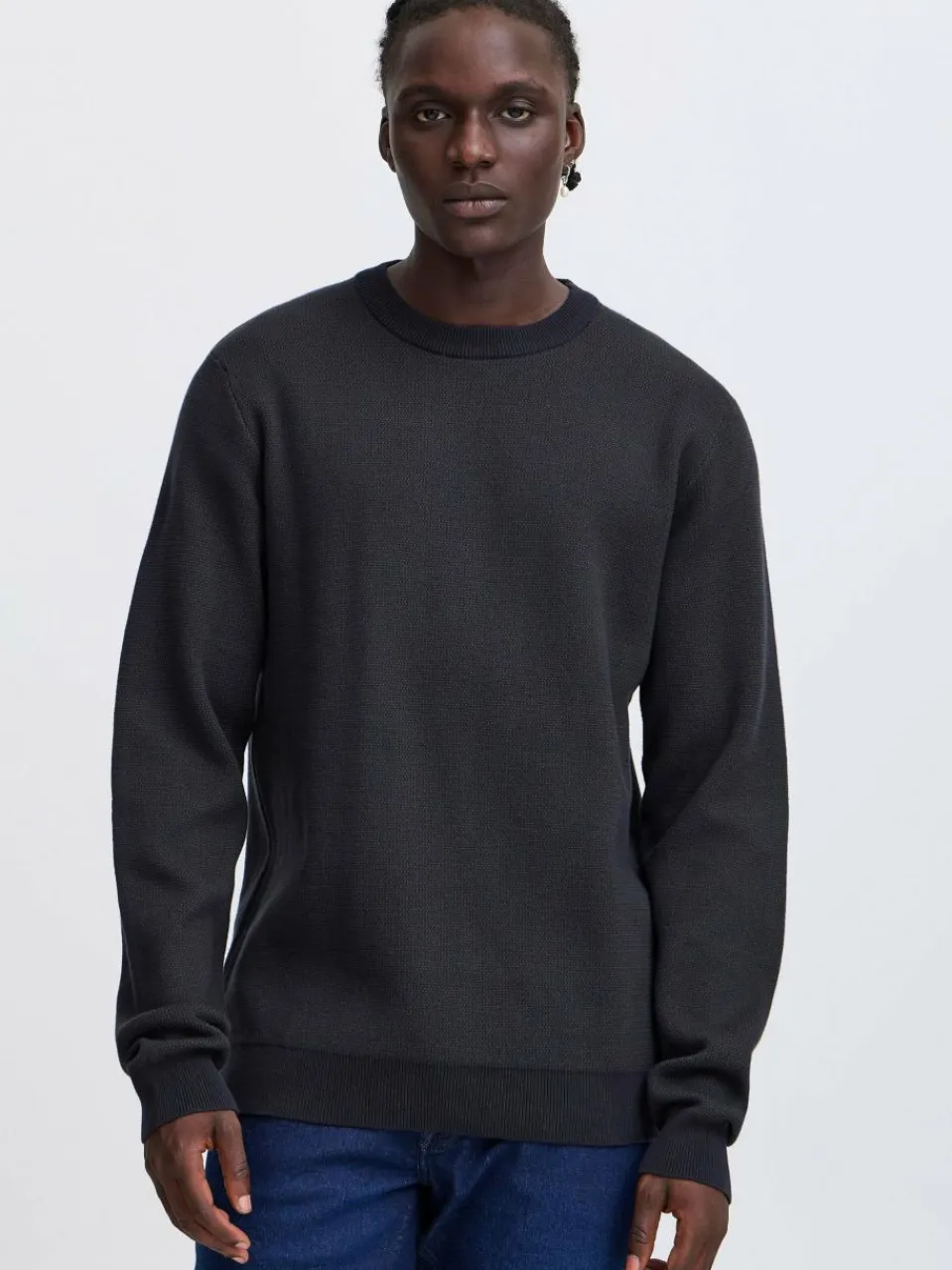 BLEND Pullover & Strickjacken<Herren Strickpullover schwarz meliert