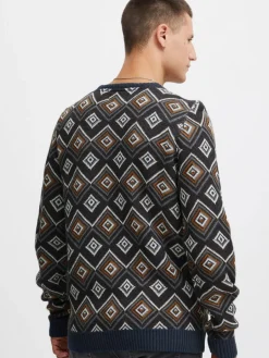 BLEND Pullover & Strickjacken<Herren Strickpullover blau gemustert