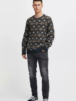 BLEND Pullover & Strickjacken<Herren Strickpullover blau gemustert
