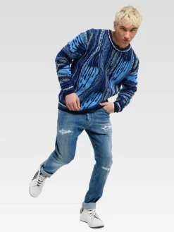 Carlo Colucci Pullover & Strickjacken<Herren Strickpullover - Ernandes blau gemustert