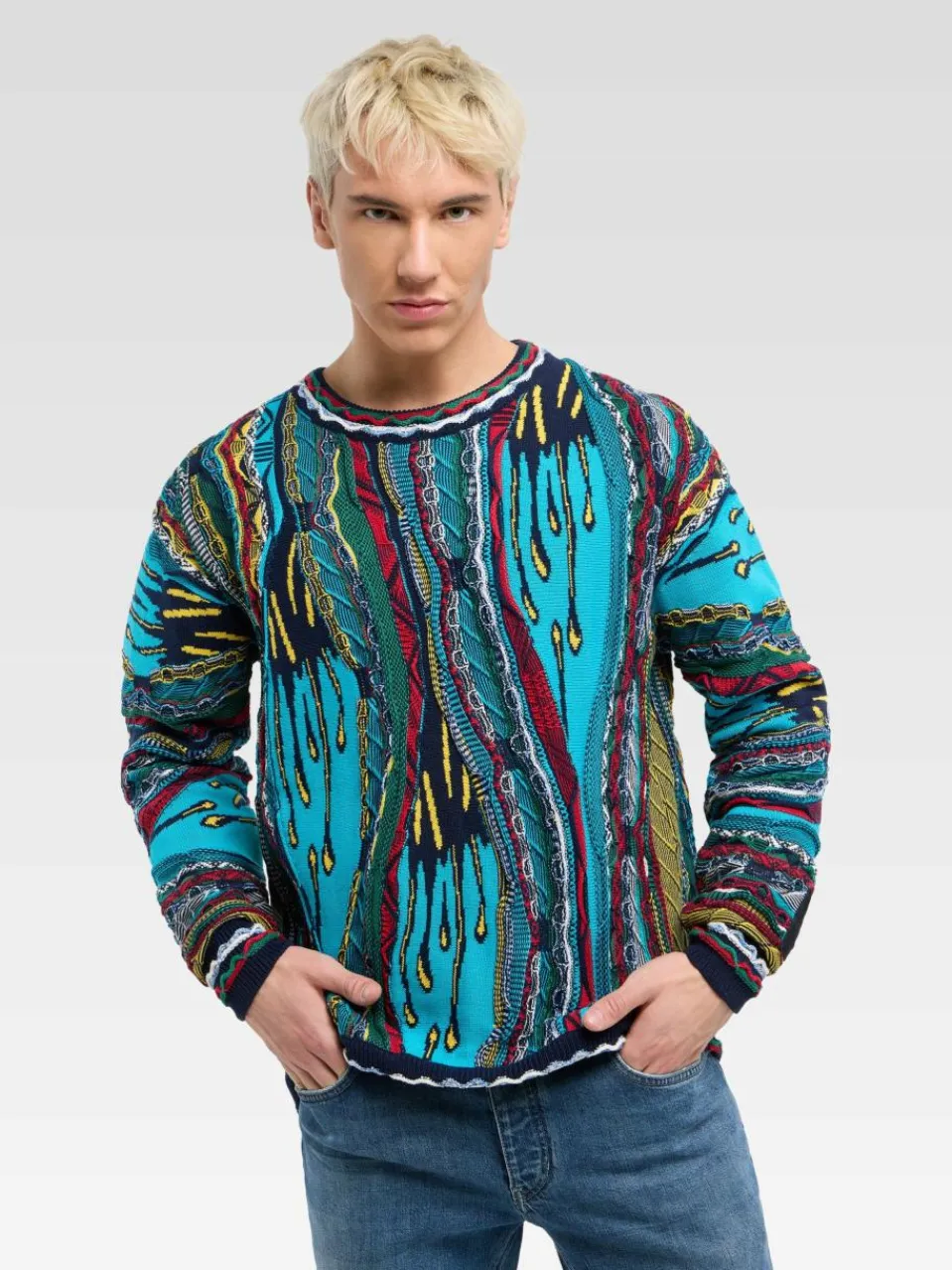 Carlo Colucci Pullover & Strickjacken<Herren Strickpullover - Ernandes türkis gemustert