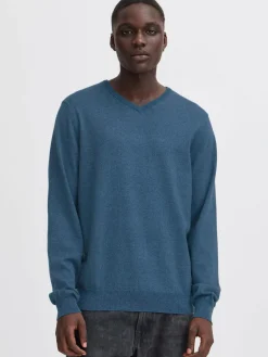 BLEND Pullover & Strickjacken<Herren Strickpullover - BHBRUTON V-neck blau meliert