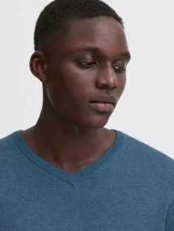 BLEND Pullover & Strickjacken<Herren Strickpullover - BHBRUTON V-neck blau meliert