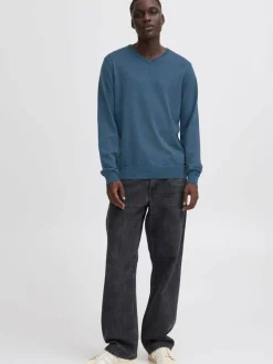 BLEND Pullover & Strickjacken<Herren Strickpullover - BHBRUTON V-neck blau meliert