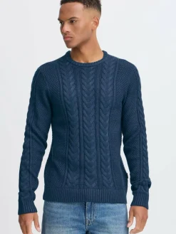 BLEND Pullover & Strickjacken<Herren Strickpullover - BHBASIM blau strukturiert