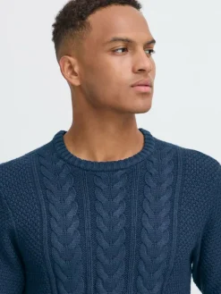 BLEND Pullover & Strickjacken<Herren Strickpullover - BHBASIM blau strukturiert