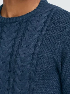BLEND Pullover & Strickjacken<Herren Strickpullover - BHBASIM blau strukturiert