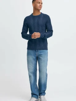 BLEND Pullover & Strickjacken<Herren Strickpullover - BHBASIM blau strukturiert