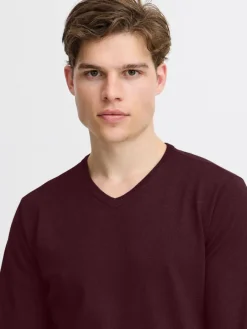 BLEND Pullover & Strickjacken<Herren Strickpullover - BHBRUTON V-neck aubergine meliert