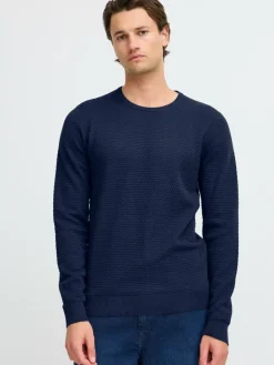 BLEND Pullover & Strickjacken<Herren Strickpullover - BHREDHILL blau strukturiert