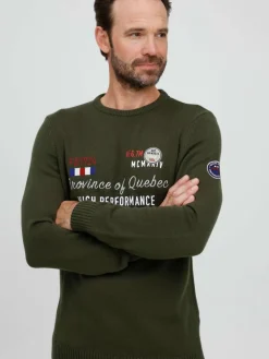 FQ1924 Pullover & Strickjacken<Herren Strickpullover - FQErlo grün bedruckt