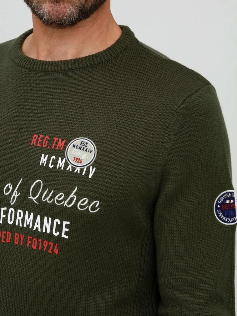 FQ1924 Pullover & Strickjacken<Herren Strickpullover - FQErlo grün bedruckt
