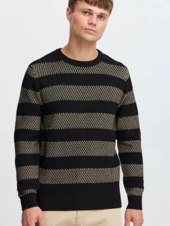 Indicode Pullover & Strickjacken<Herren Strickpullover - IDTelly schwarz gestreift