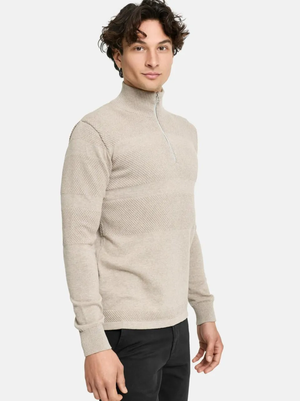 Kronstadt Pullover & Strickjacken<Herren Strickpullover - KSHannes Half-Zip beige uni