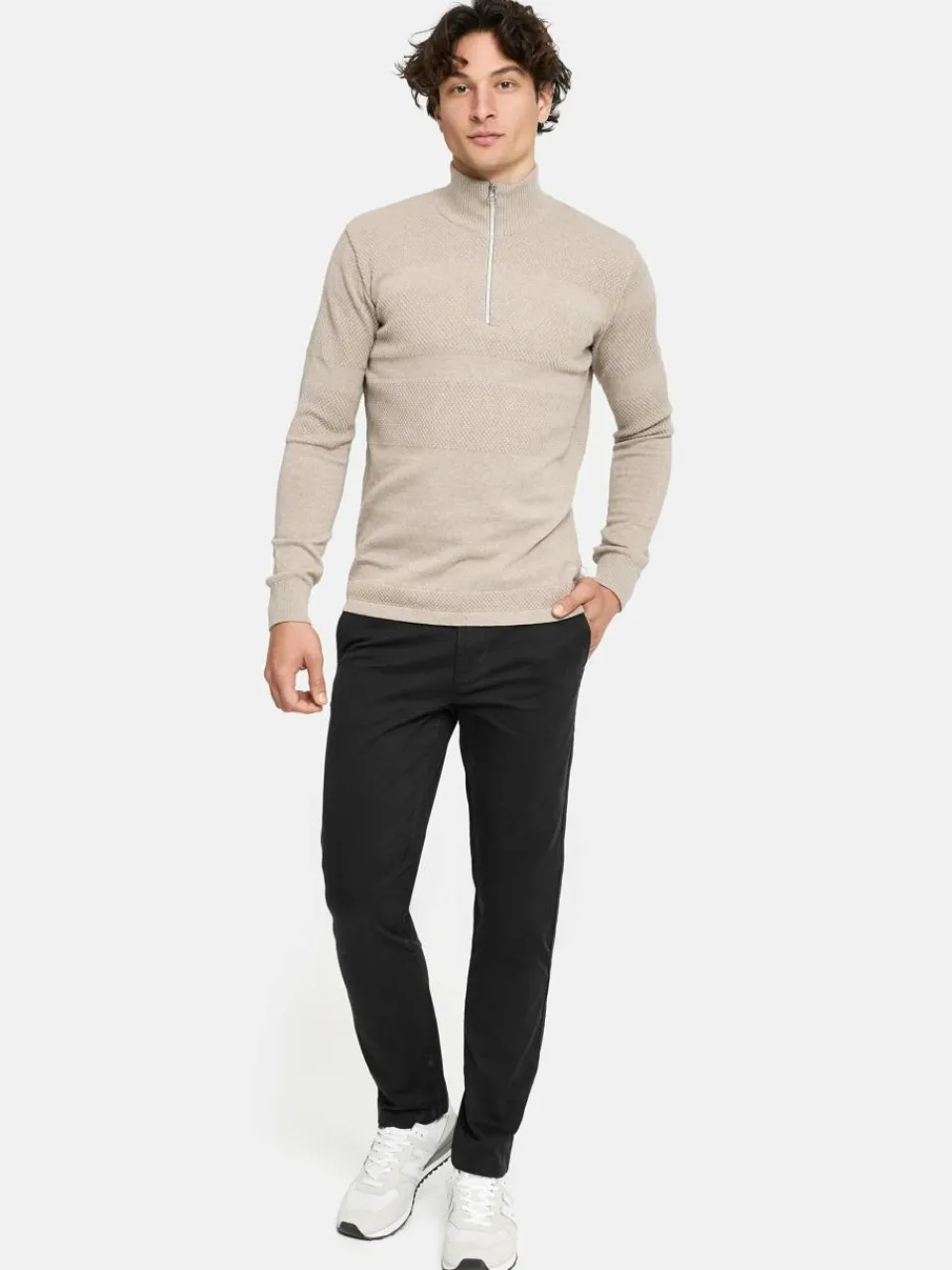 Kronstadt Pullover & Strickjacken<Herren Strickpullover - KSHannes Half-Zip beige uni