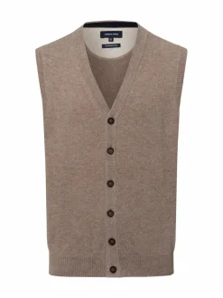 Nils Sundström Pullover & Strickjacken<Herren Strickweste taupe meliert