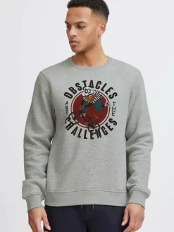 BLEND Sweatshirts & Sweatjacken<Herren Sweatshirt grau bedruckt