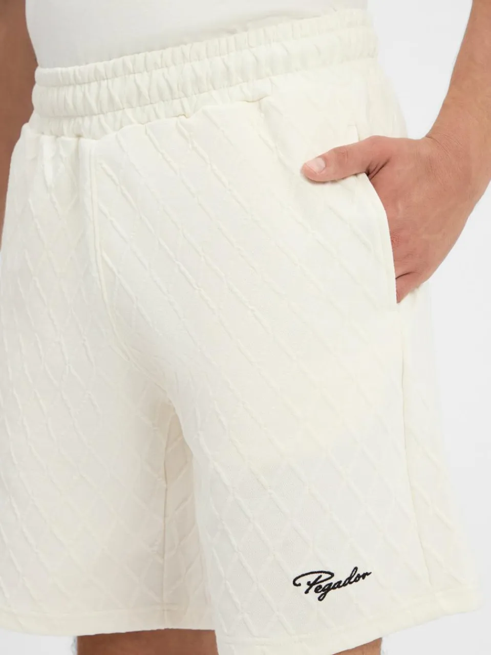 PEGADOR Hosen<Herren Sweatshorts - Jovren ecru strukturiert