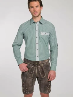 Spieth & Wenksy Hemden<Herren Trachtenhemd - Dorf Langarm grün uni