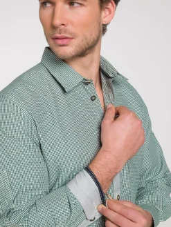 Spieth & Wenksy Hemden<Herren Trachtenhemd - Dorf Langarm grün uni