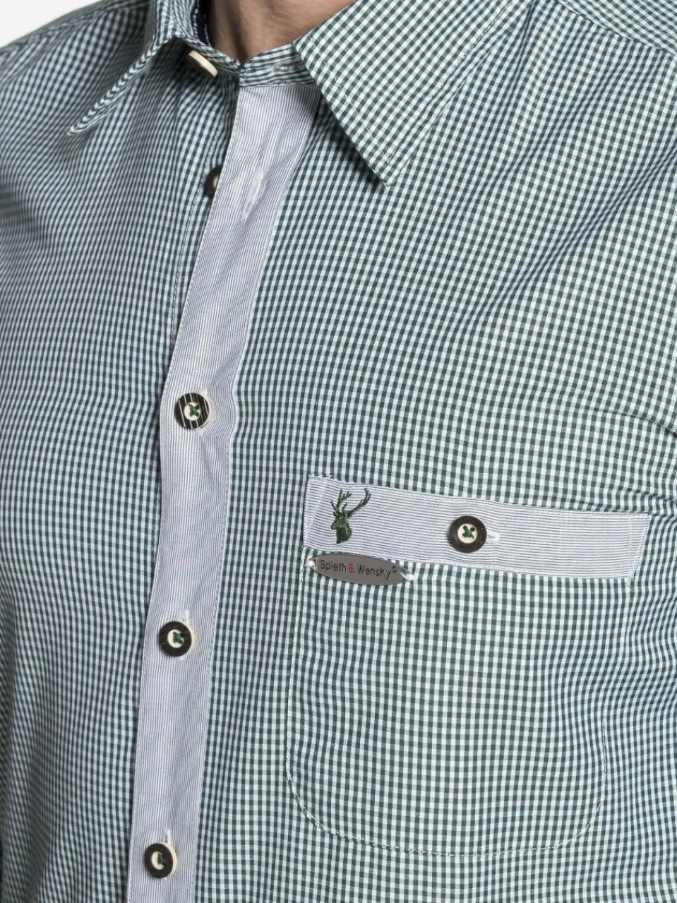 Spieth & Wenksy Hemden<Herren Trachtenhemd - Dorf Langarm grün uni