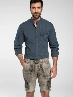 Spieth & Wenksy Hemden<Herren Trachtenhemd - Fellen blau gestreift