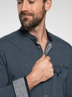 Spieth & Wenksy Hemden<Herren Trachtenhemd - Fellen blau gestreift