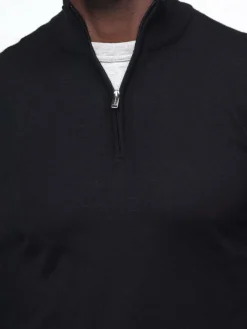 Profuomo Pullover & Strickjacken<Herren Troyer schwarz uni