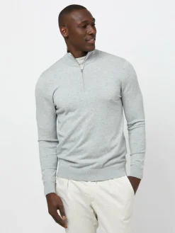 Profuomo Pullover & Strickjacken<Herren Troyer hellgrau uni