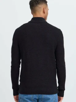 BLEND Pullover & Strickjacken<Herren Troyer - BHBASIM schwarz strukturiert