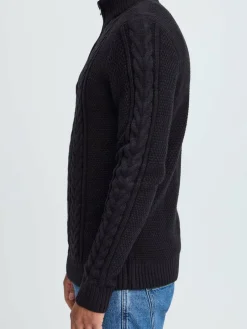 BLEND Pullover & Strickjacken<Herren Troyer - BHBASIM schwarz strukturiert