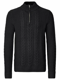 BLEND Pullover & Strickjacken<Herren Troyer - BHBASIM schwarz strukturiert