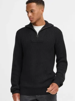 BLEND Pullover & Strickjacken<Herren Troyer - BHDENO HALFZIPP schwarz uni