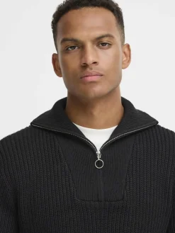 BLEND Pullover & Strickjacken<Herren Troyer - BHDENO HALFZIPP schwarz uni