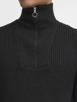 BLEND Pullover & Strickjacken<Herren Troyer - BHDENO HALFZIPP schwarz uni