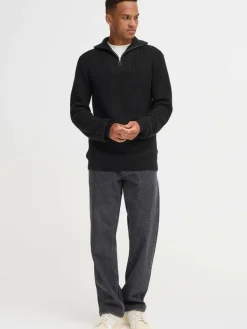 BLEND Pullover & Strickjacken<Herren Troyer - BHDENO HALFZIPP schwarz uni
