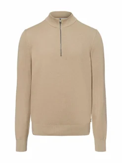 BOSS Pullover & Strickjacken<Herren Troyer - Ebrando-P beige uni